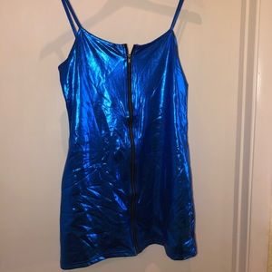 Blue Metallic Mini Dress